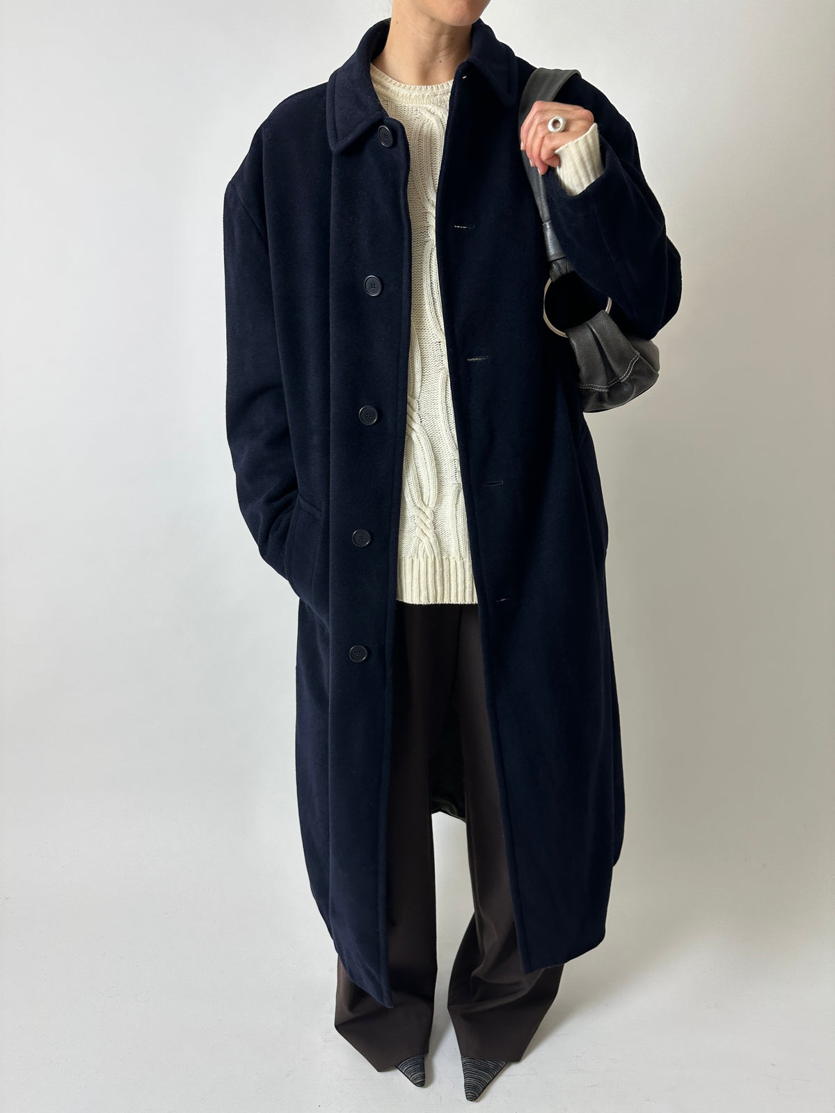 Hugo Boss long wool coat | Dark blue