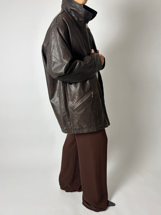 Leather jacket | Dark brown