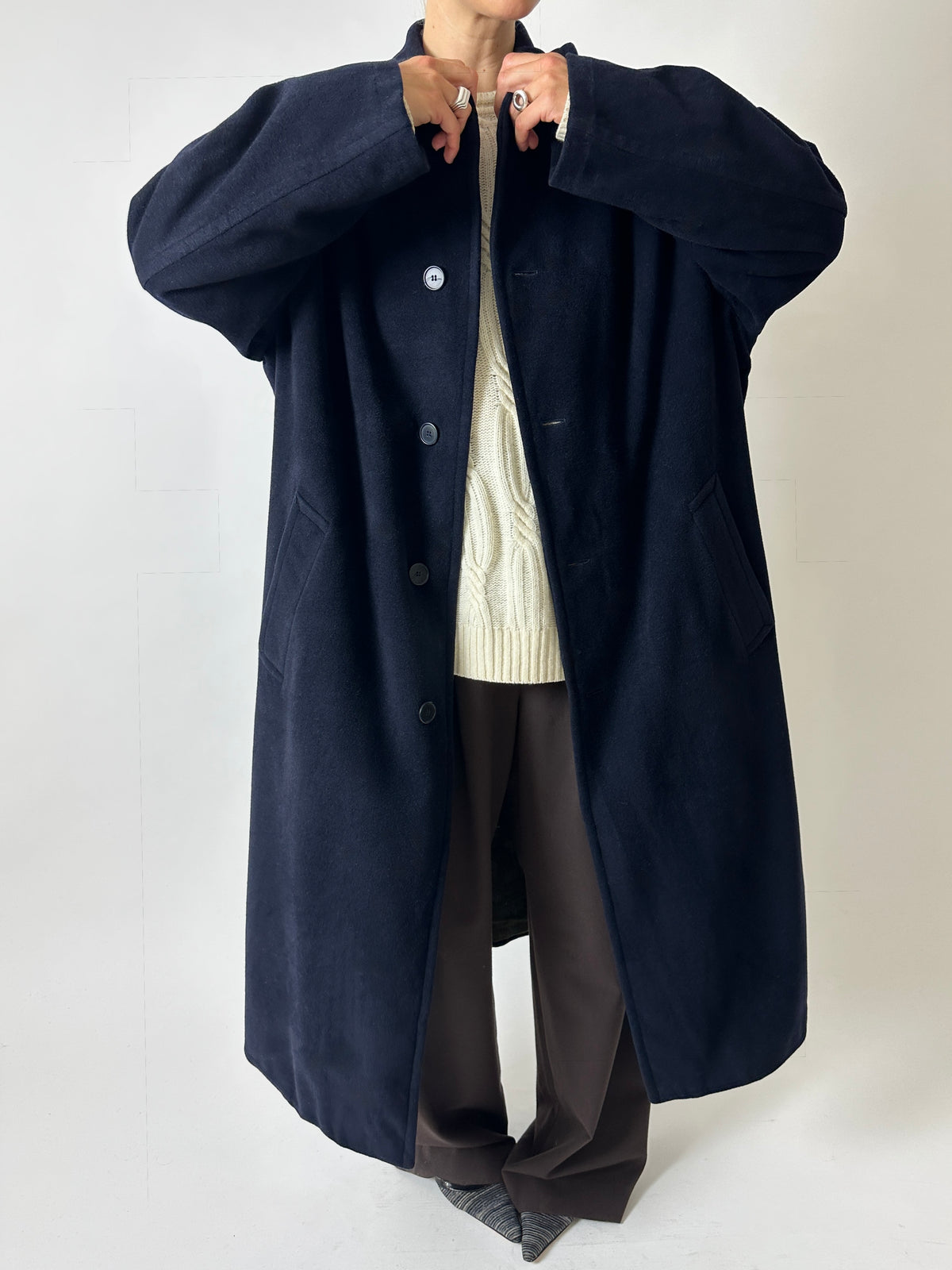 Hugo Boss long wool coat | Dark blue