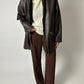 Leather jacket | Dark brown