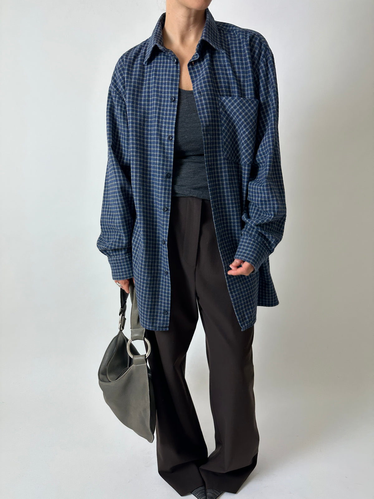 Flanel checked shirt | Blue / Grey