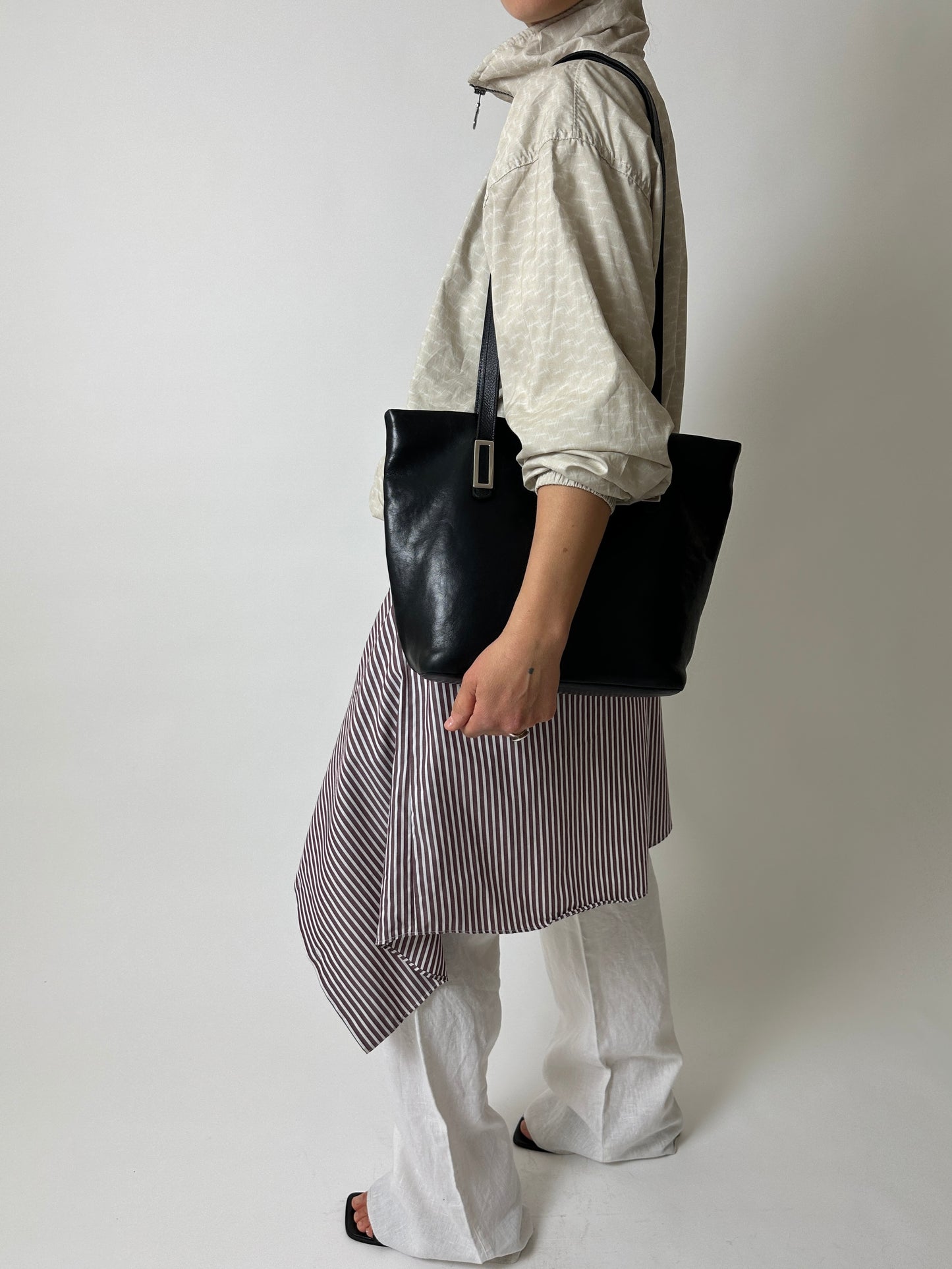Leather tote bag | Black