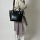 Leather tote bag | Black