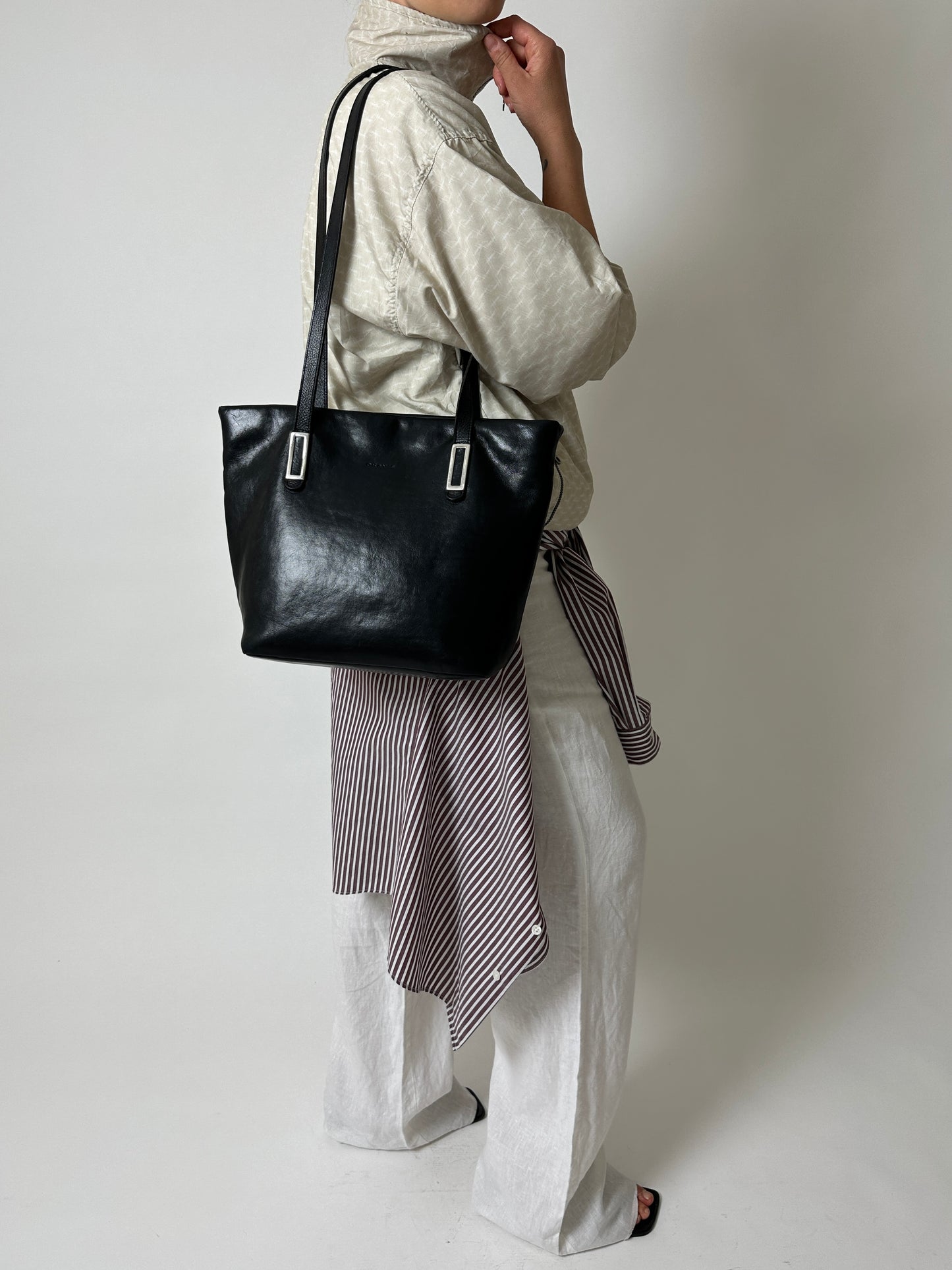 Leather tote bag | Black