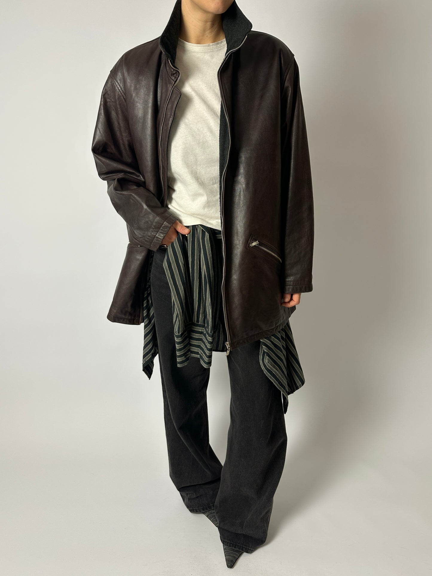 Leather jacket | Dark brown