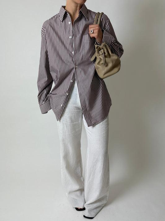Oversized striped shirt | Off white / Bordeaux
