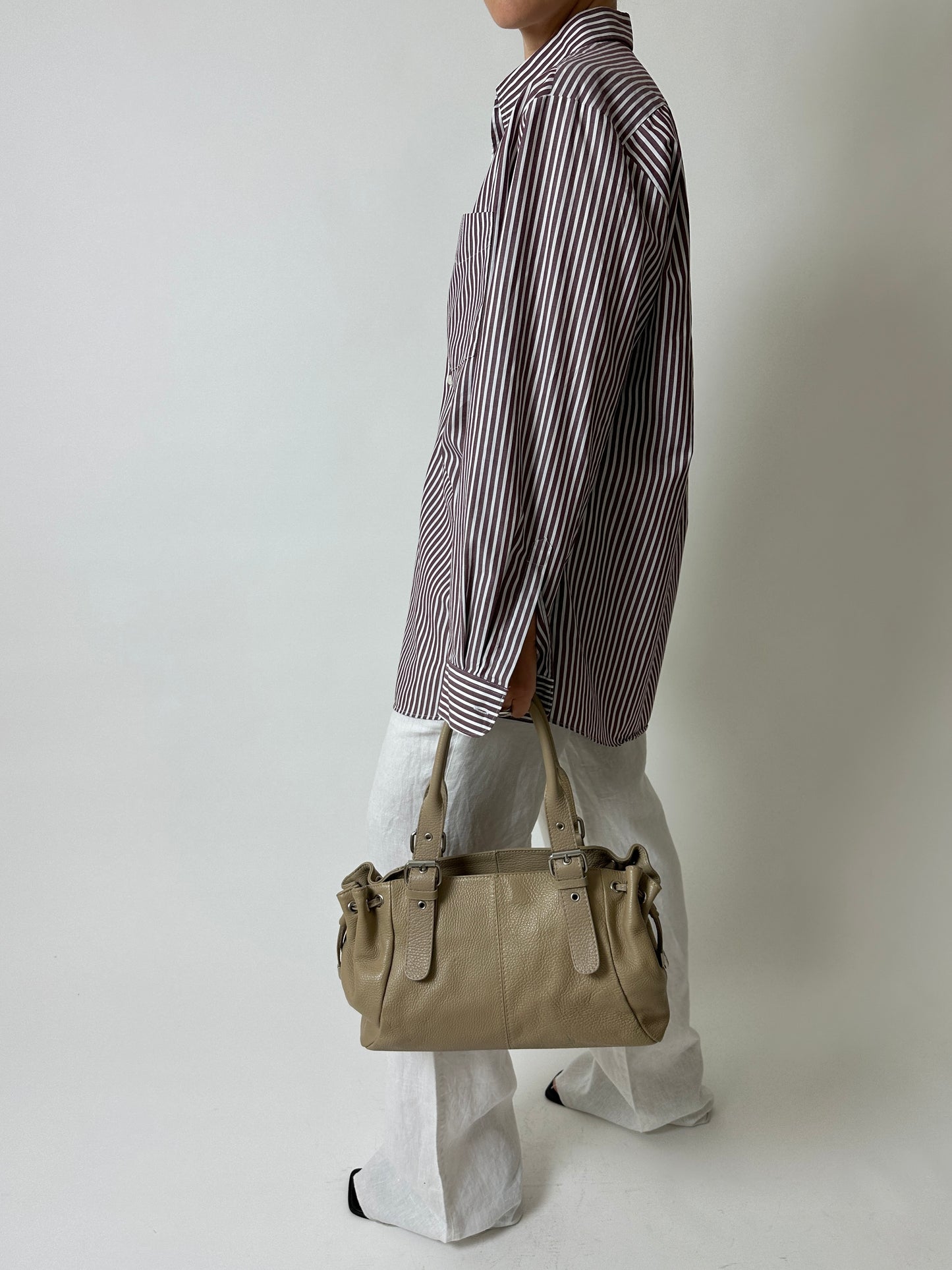 Oversized striped shirt | Off white / Bordeaux