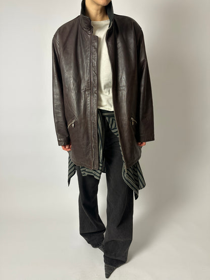 Leather jacket | Dark brown