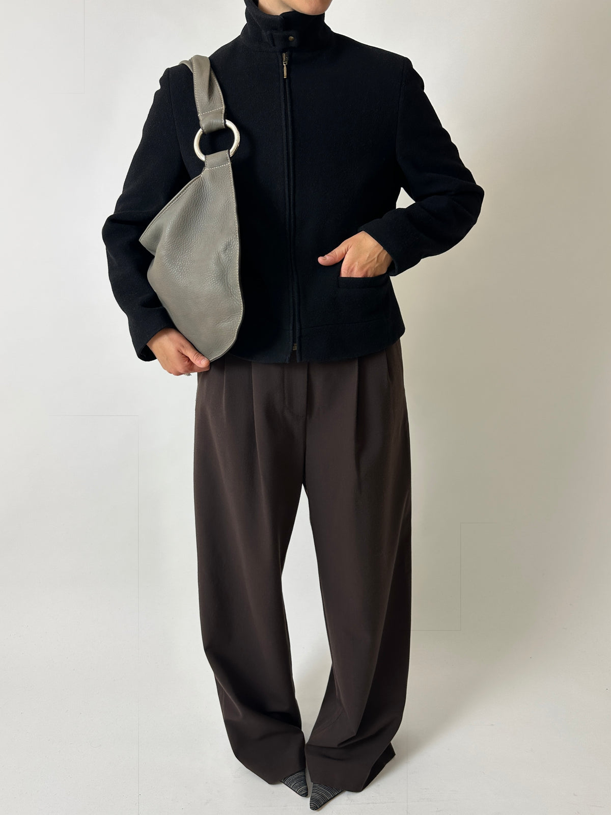 Leather shoulder bag | Grey