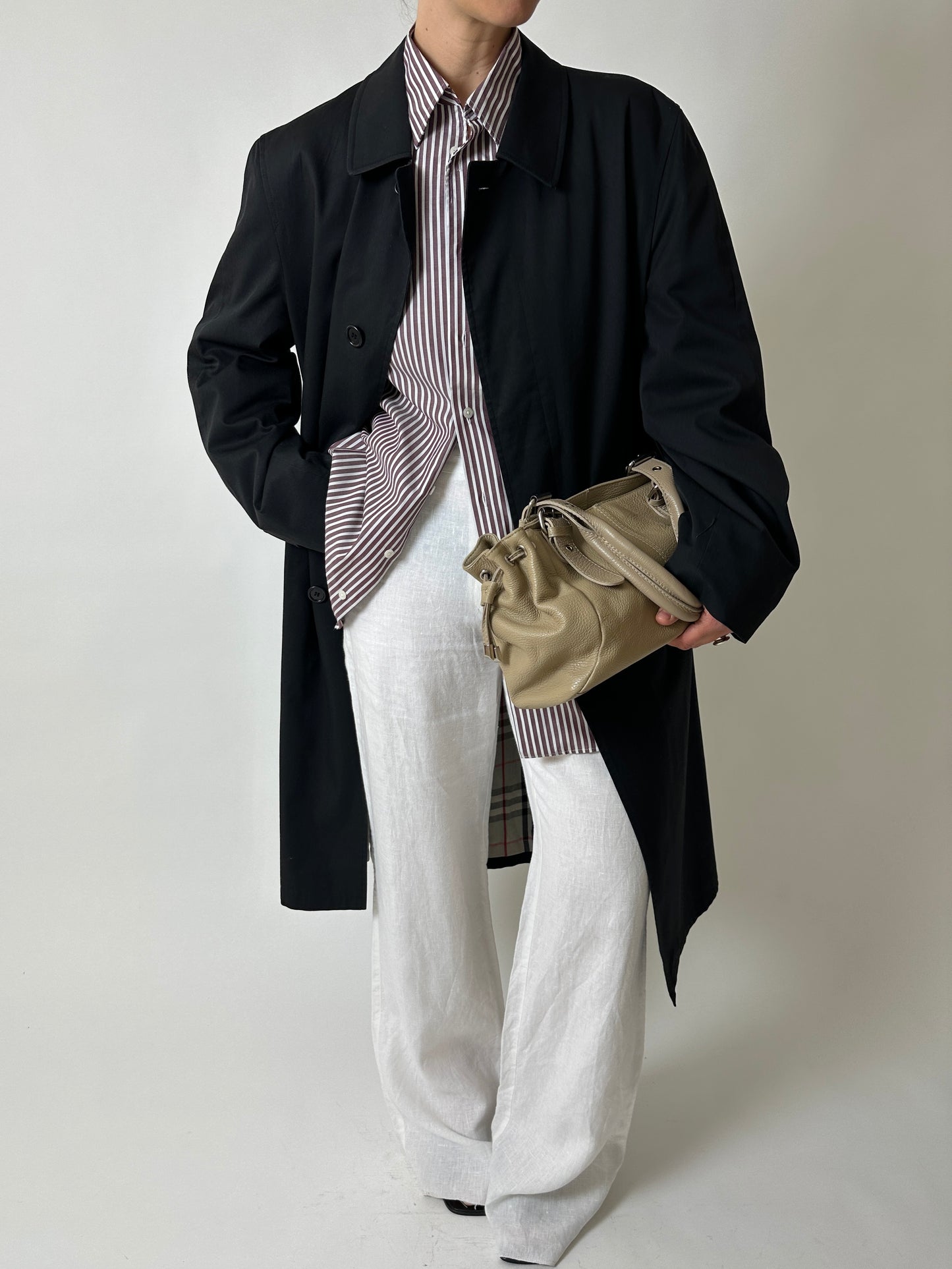 Oversized striped shirt | Off white / Bordeaux