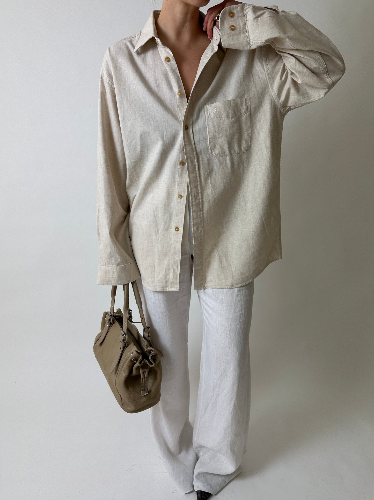 Cotton relaxed shirt | Soft Ecru