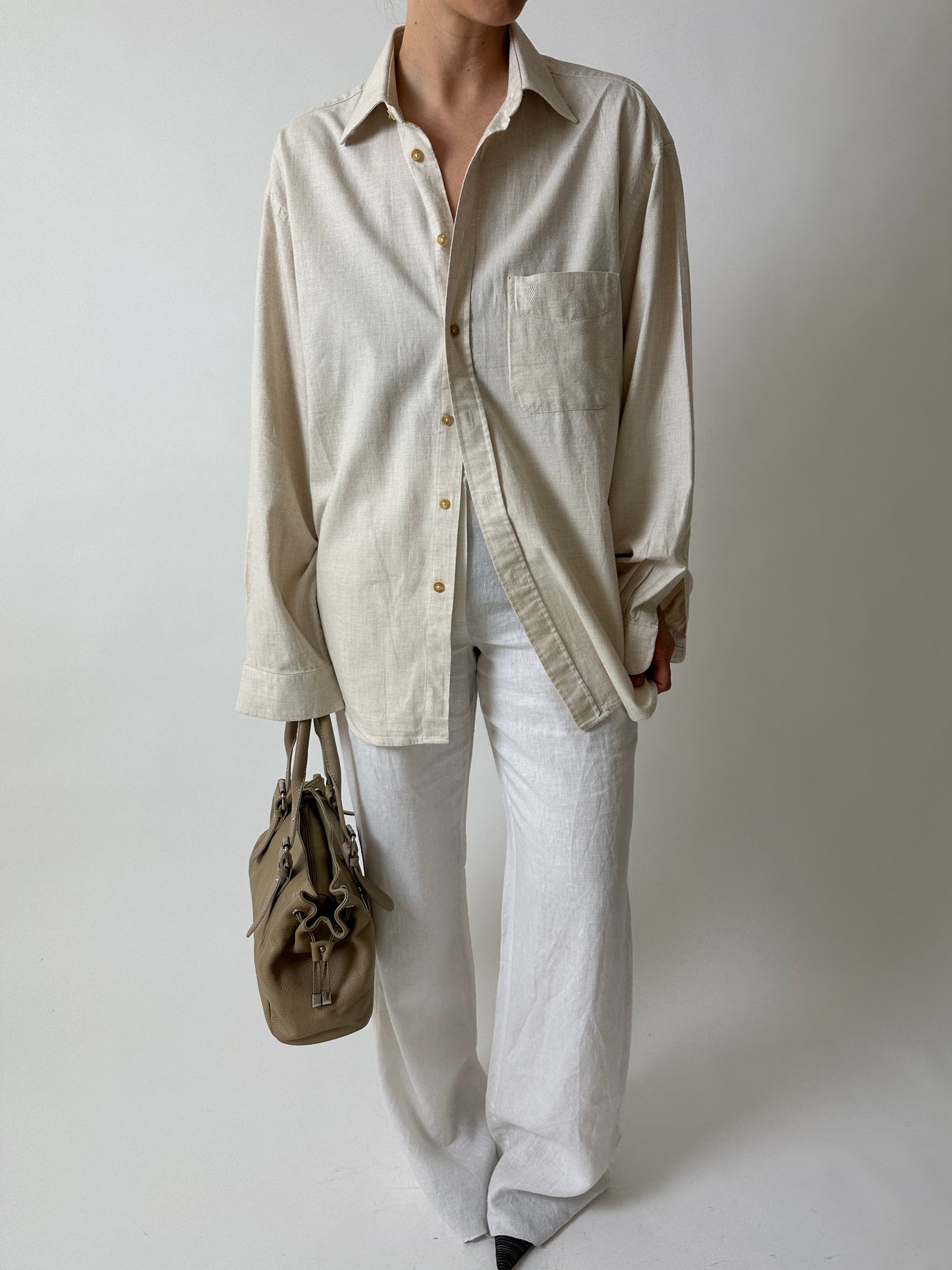 Cotton relaxed shirt | Soft Ecru
