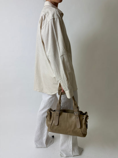 Leather shoulder bag | Soft ecru
