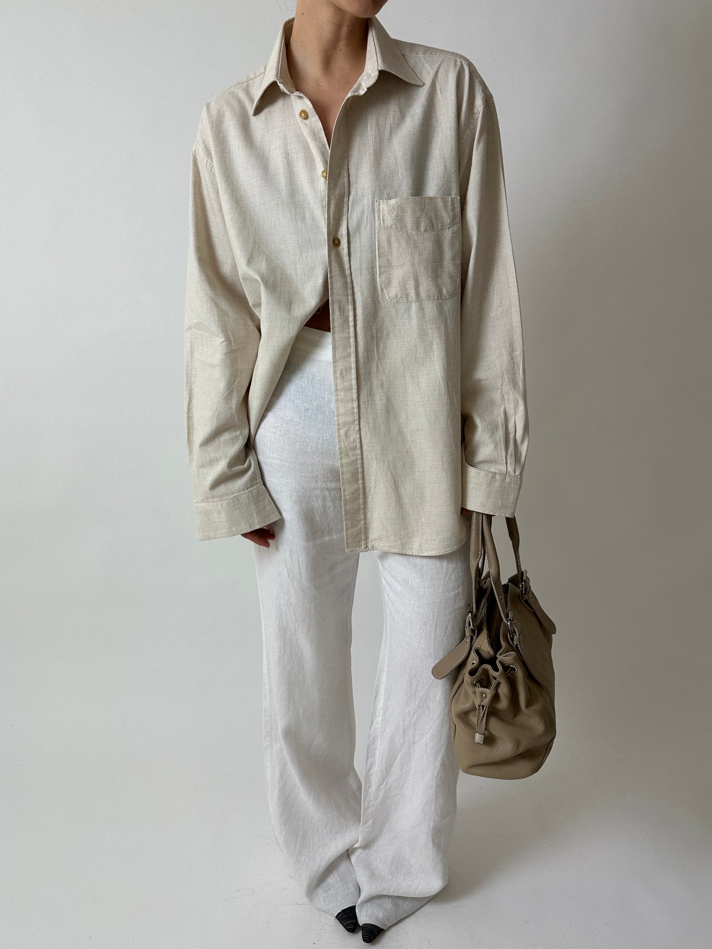 Cotton relaxed shirt | Soft Ecru