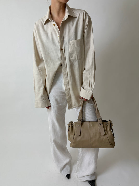 Leather shoulder bag | Soft ecru