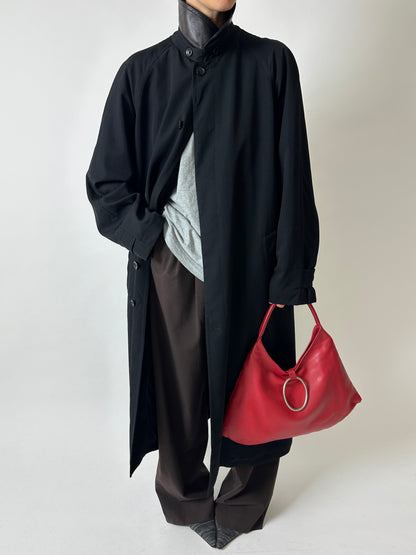 Long wool trench coat | Black