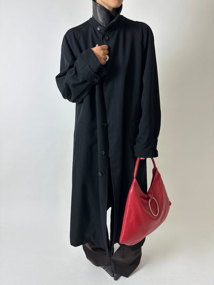 Long wool trench coat | Black