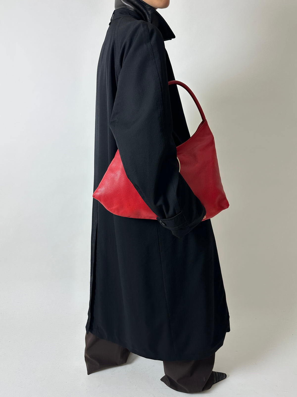 Long wool trench coat | Black