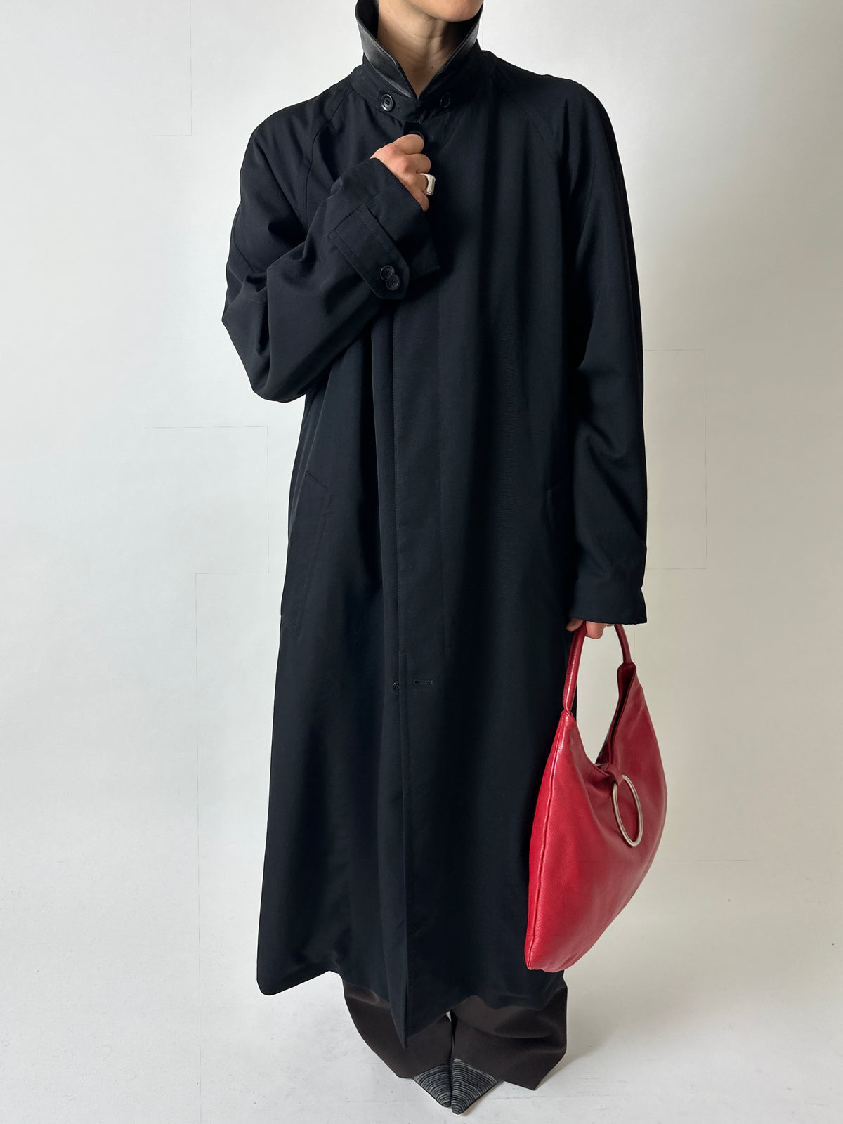 Long wool trench coat | Black