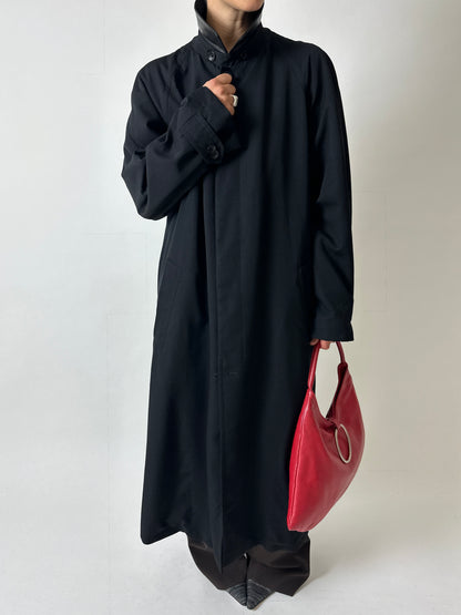 Long wool trench coat | Black