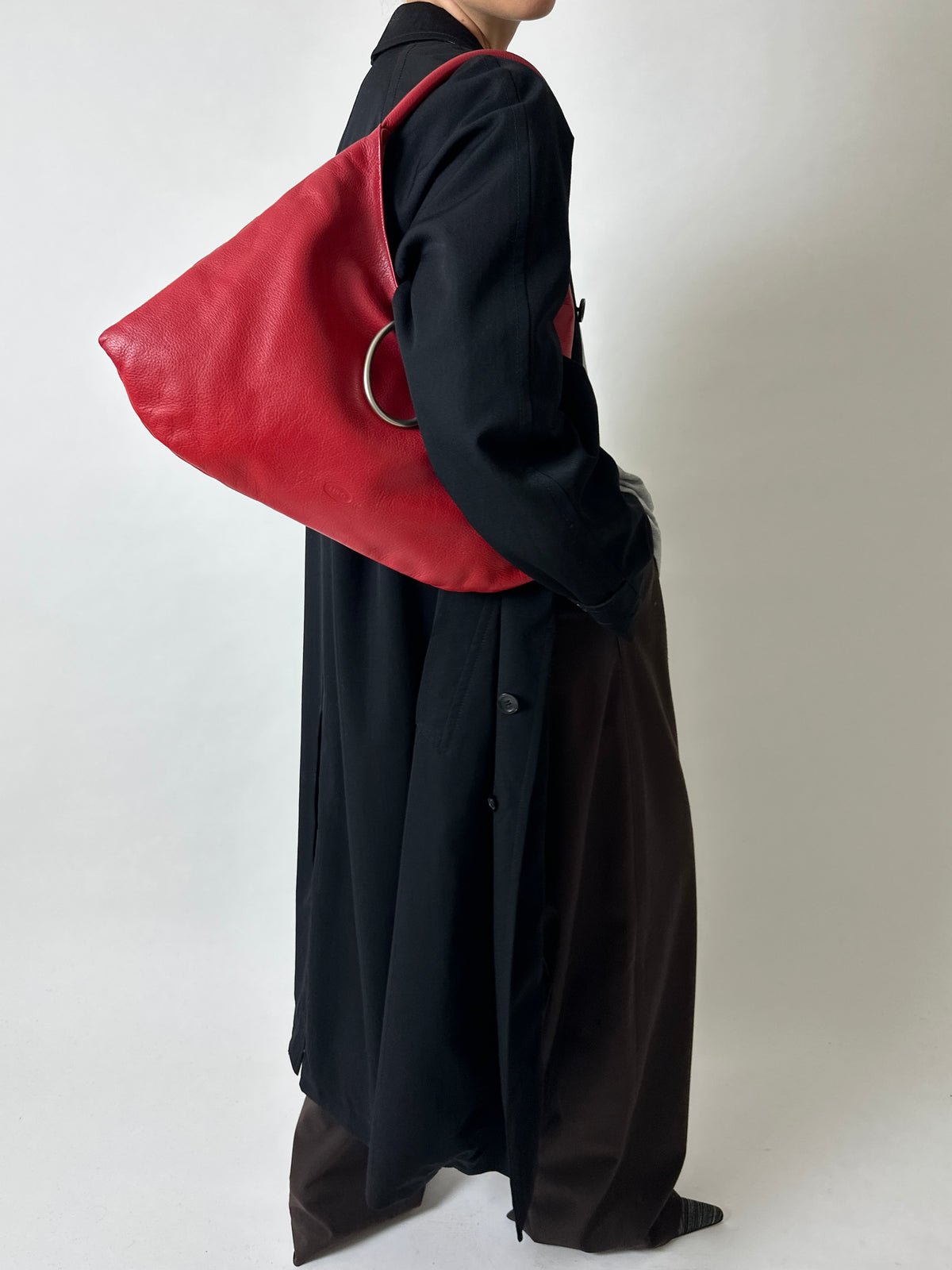 Long wool trench coat | Black