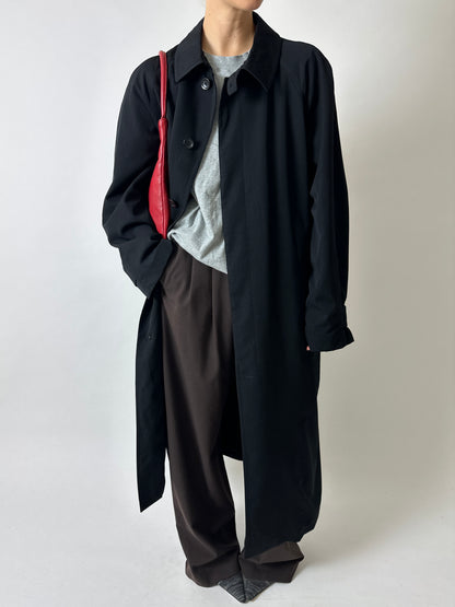 Long wool trench coat | Black