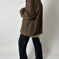 Leather minimal jacket | Dark brown