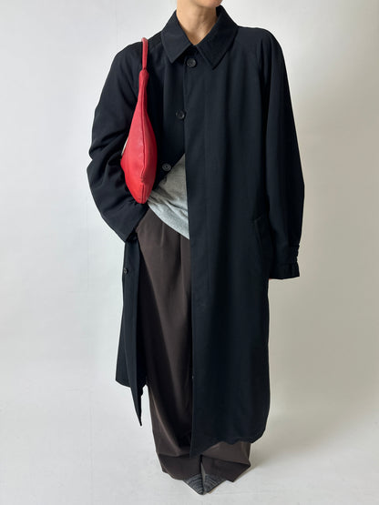 Long wool trench coat | Black