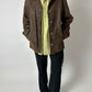 Leather minimal jacket | Dark brown