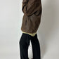 Leather minimal jacket | Dark brown