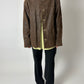 Leather minimal jacket | Dark brown