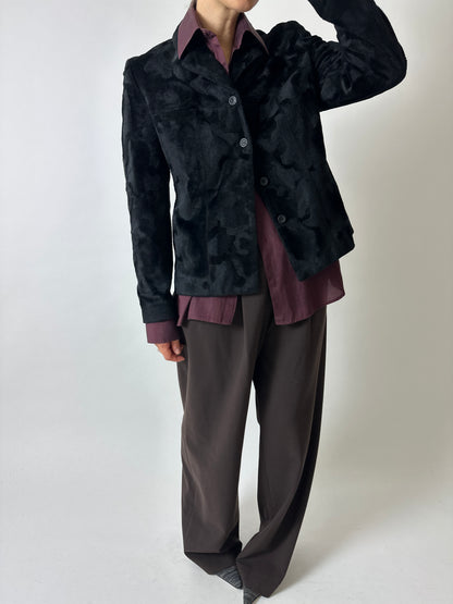 Tonal camo velvet jacket | Black