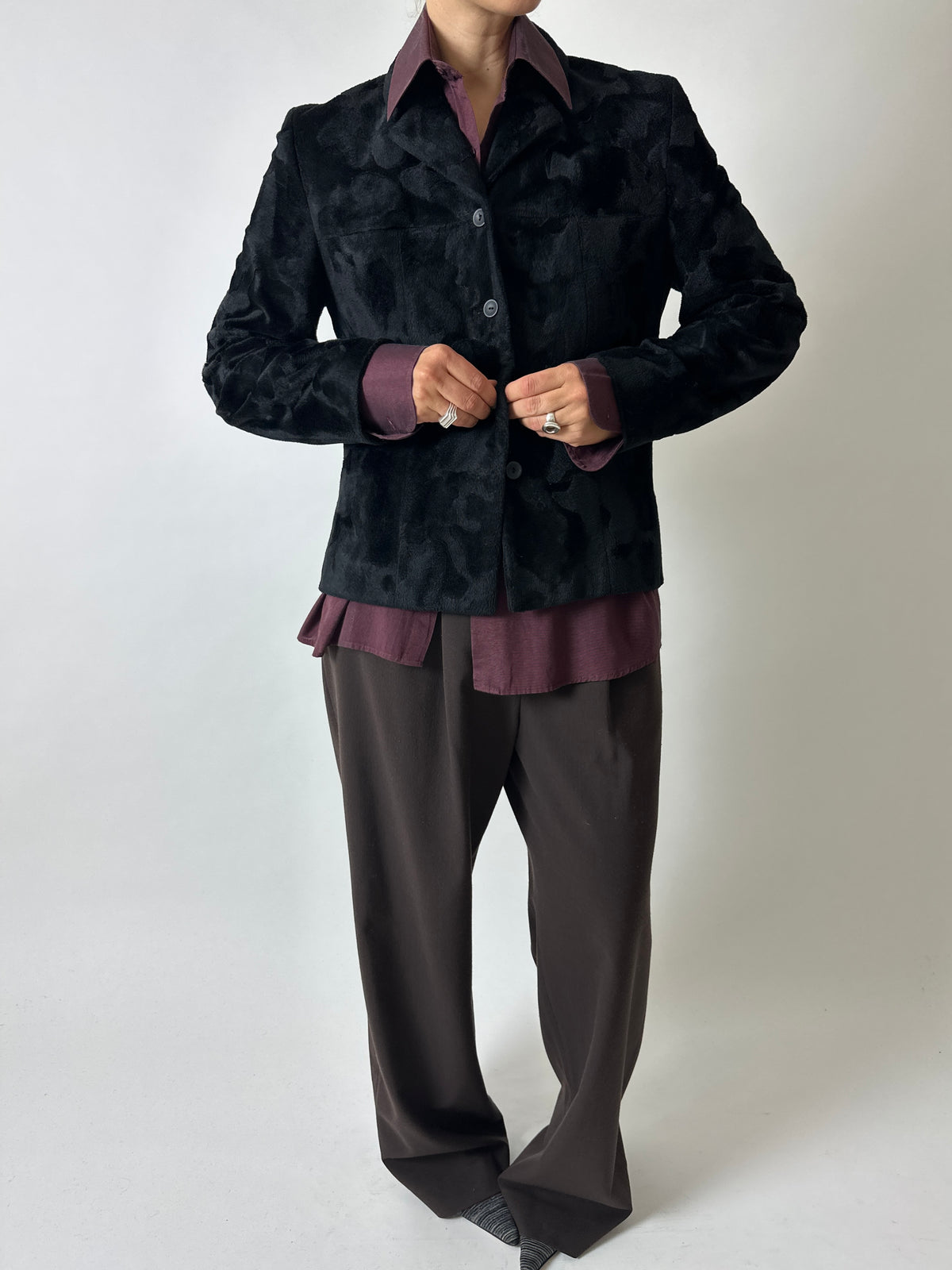 Tonal camo velvet jacket | Black