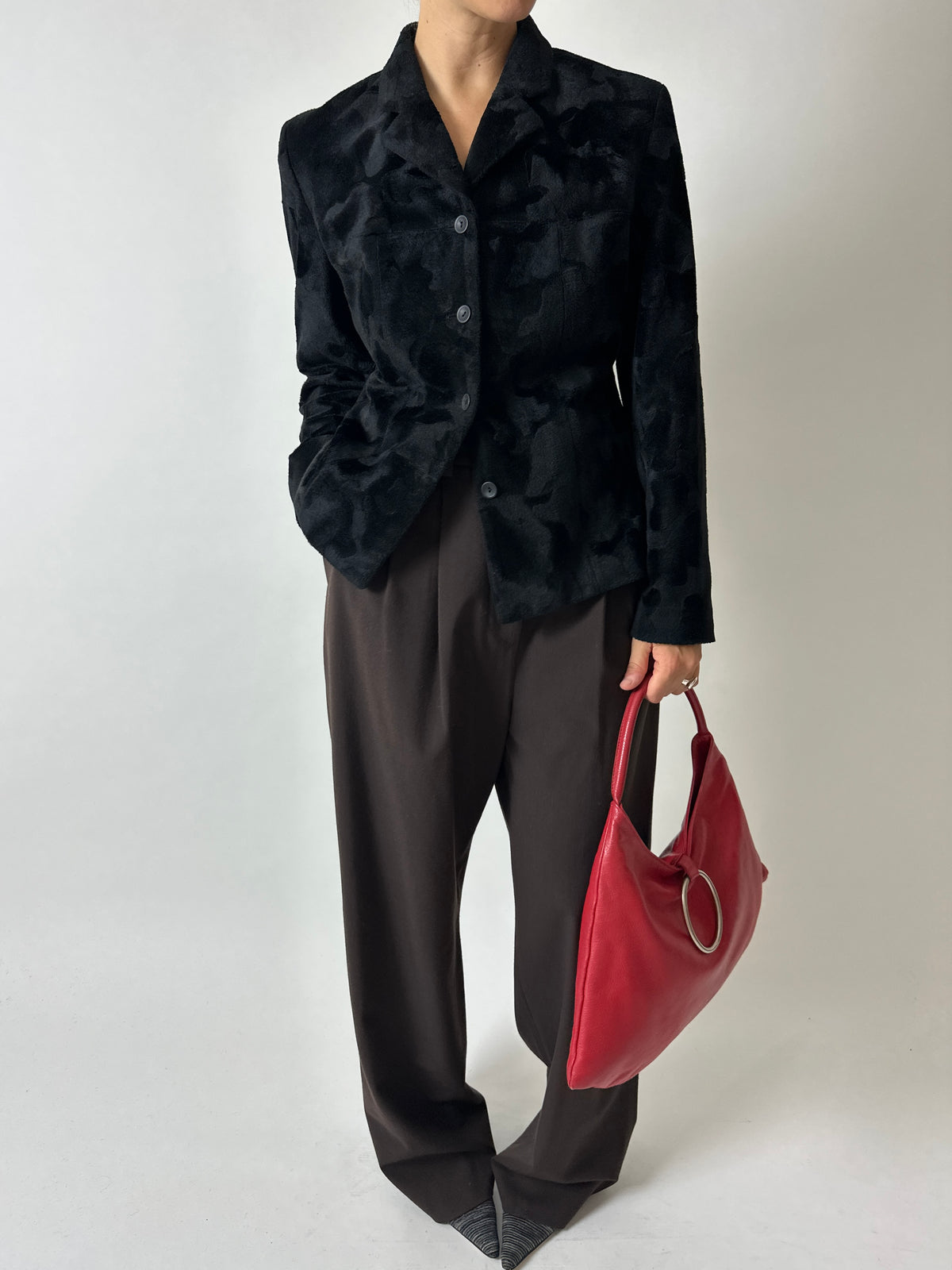 Tonal camo velvet jacket | Black