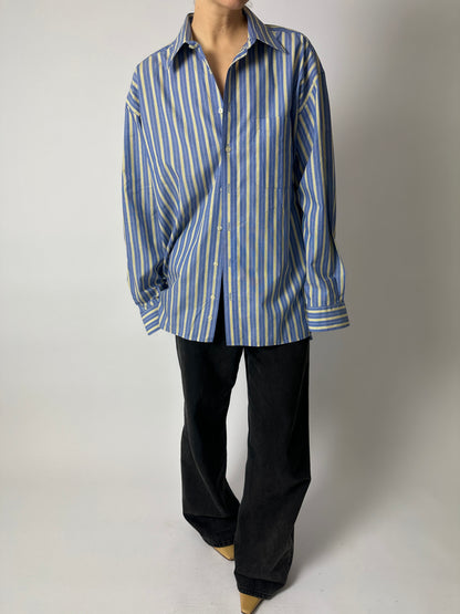 Oversized striped shirt | Blue / Butter