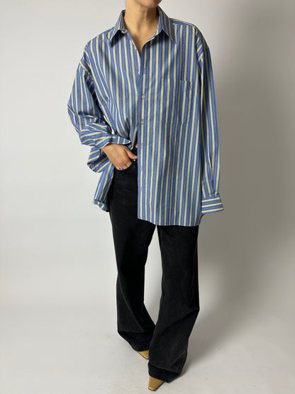 Oversized striped shirt | Blue / Butter