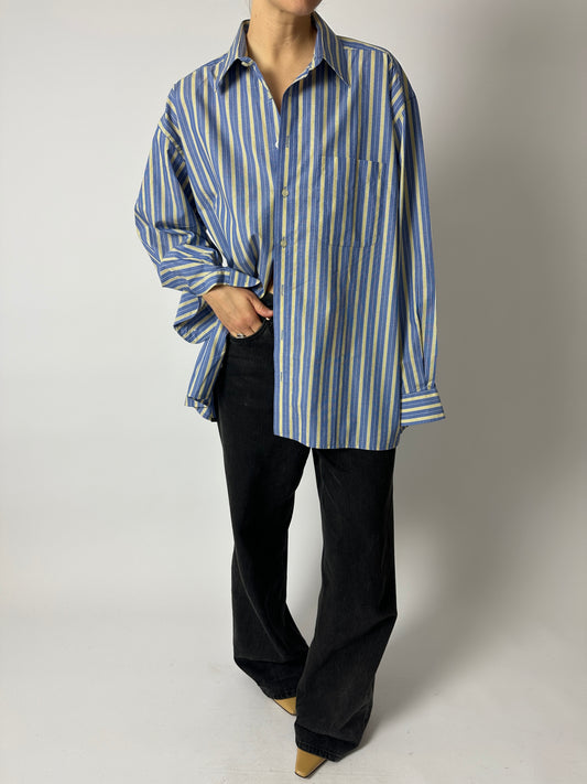 Oversized striped shirt | Blue / Butter
