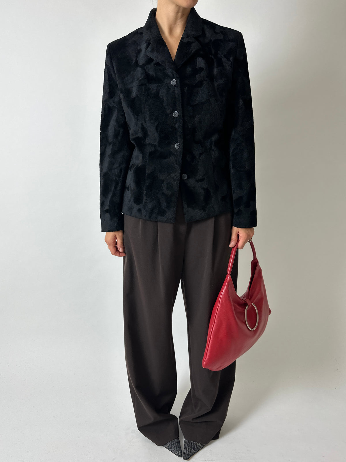 Tonal camo velvet jacket | Black