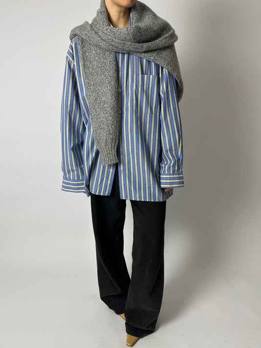 Oversized striped shirt | Blue / Butter