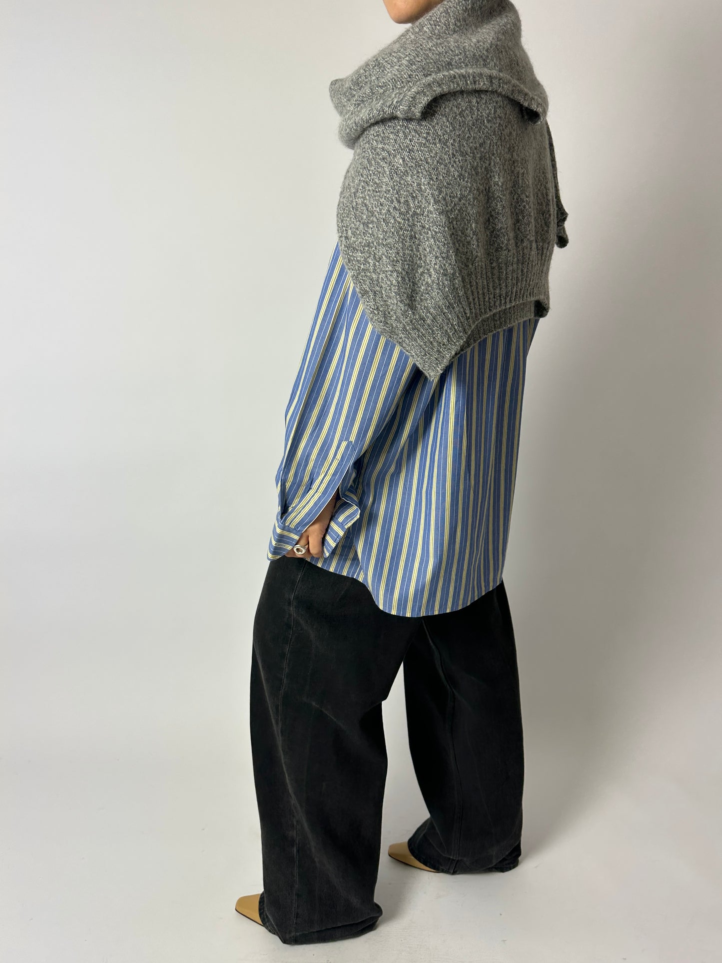 Oversized striped shirt | Blue / Butter