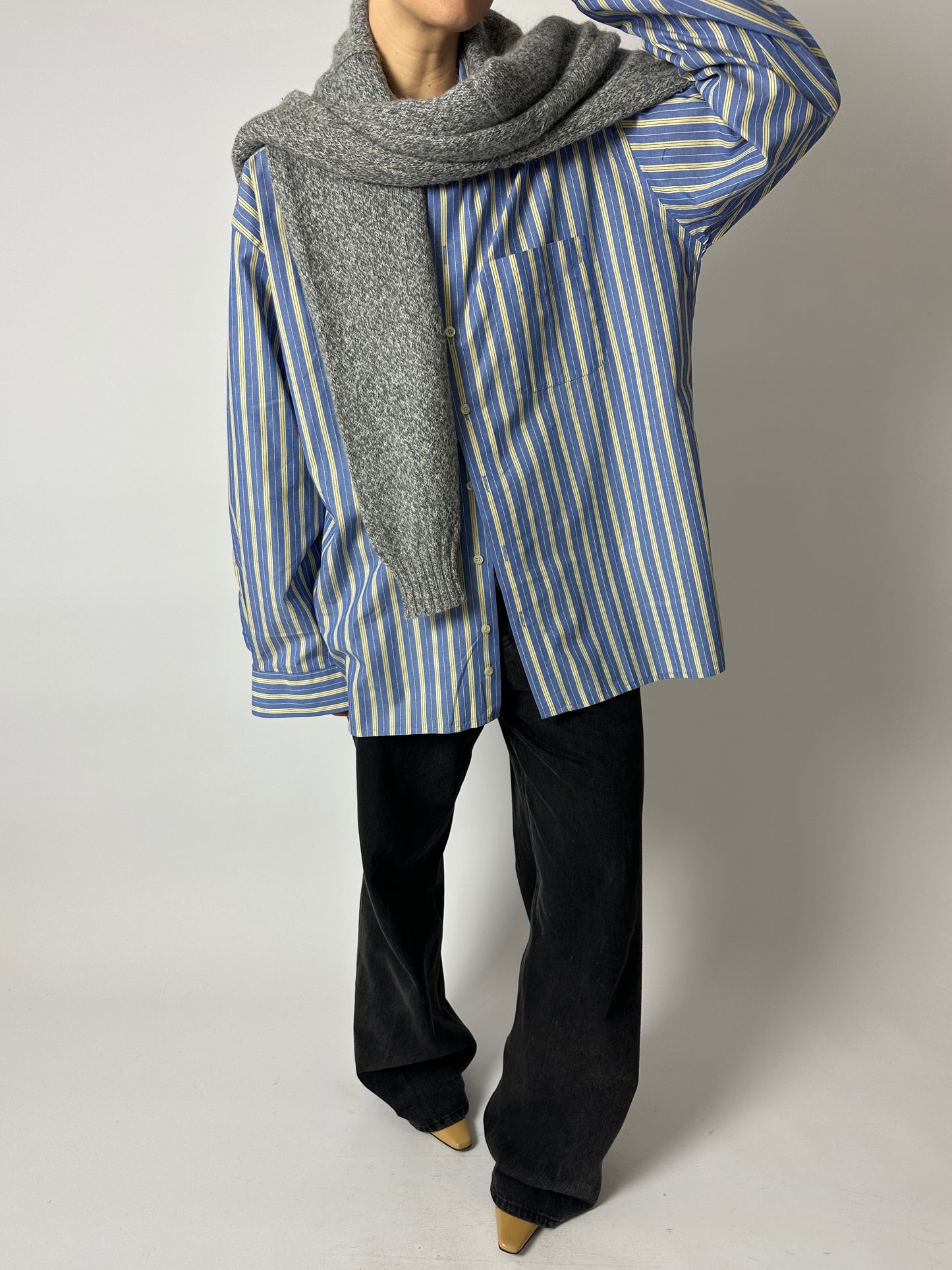 Oversized striped shirt | Blue / Butter