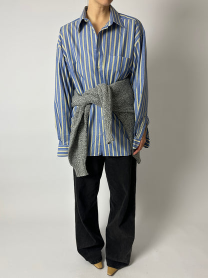 Oversized striped shirt | Blue / Butter