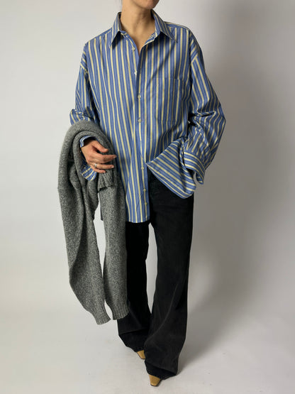 Oversized striped shirt | Blue / Butter