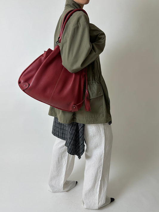 Leather shoulder bag | Bordeaux