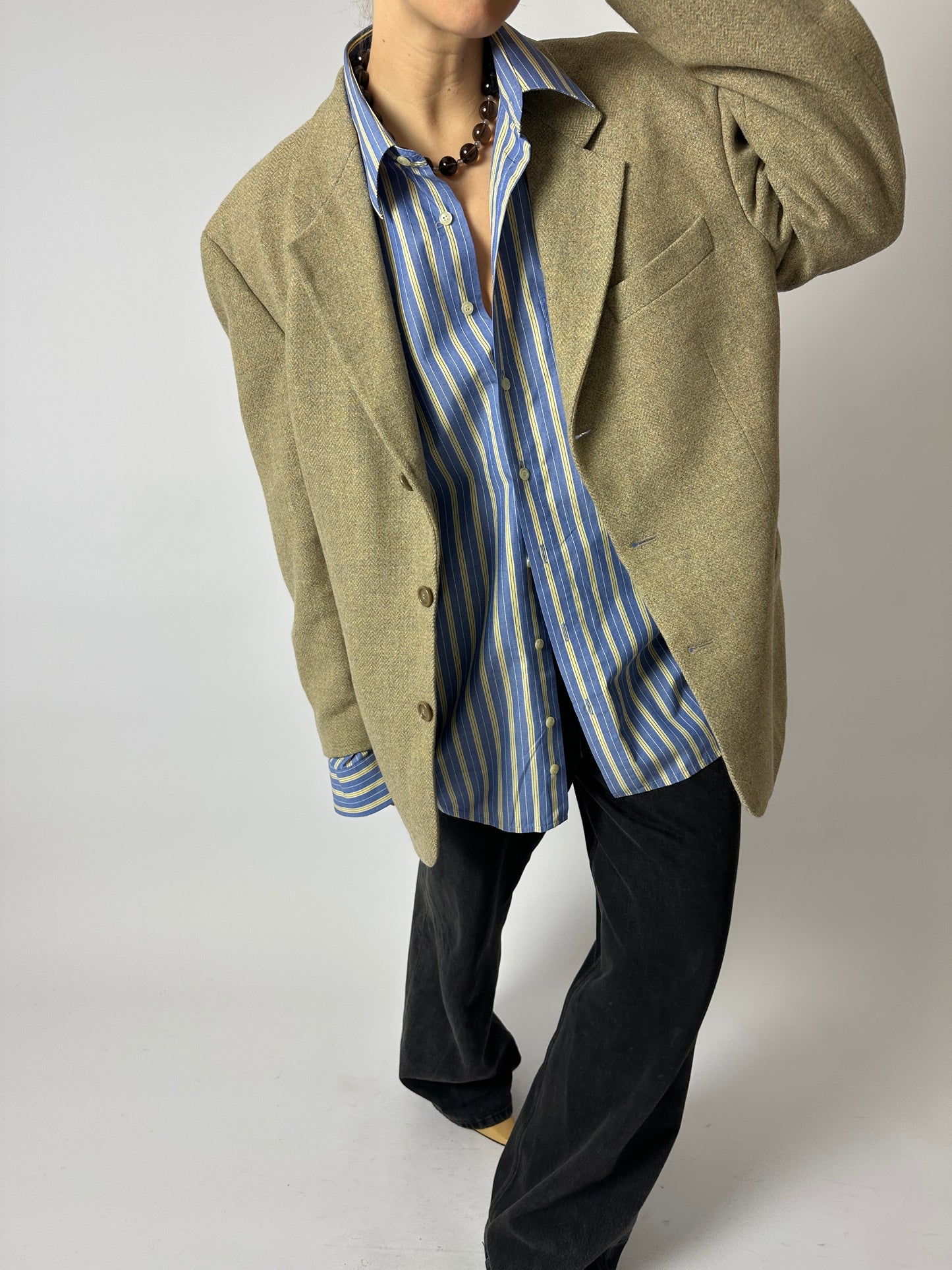 Oversized striped shirt | Blue / Butter
