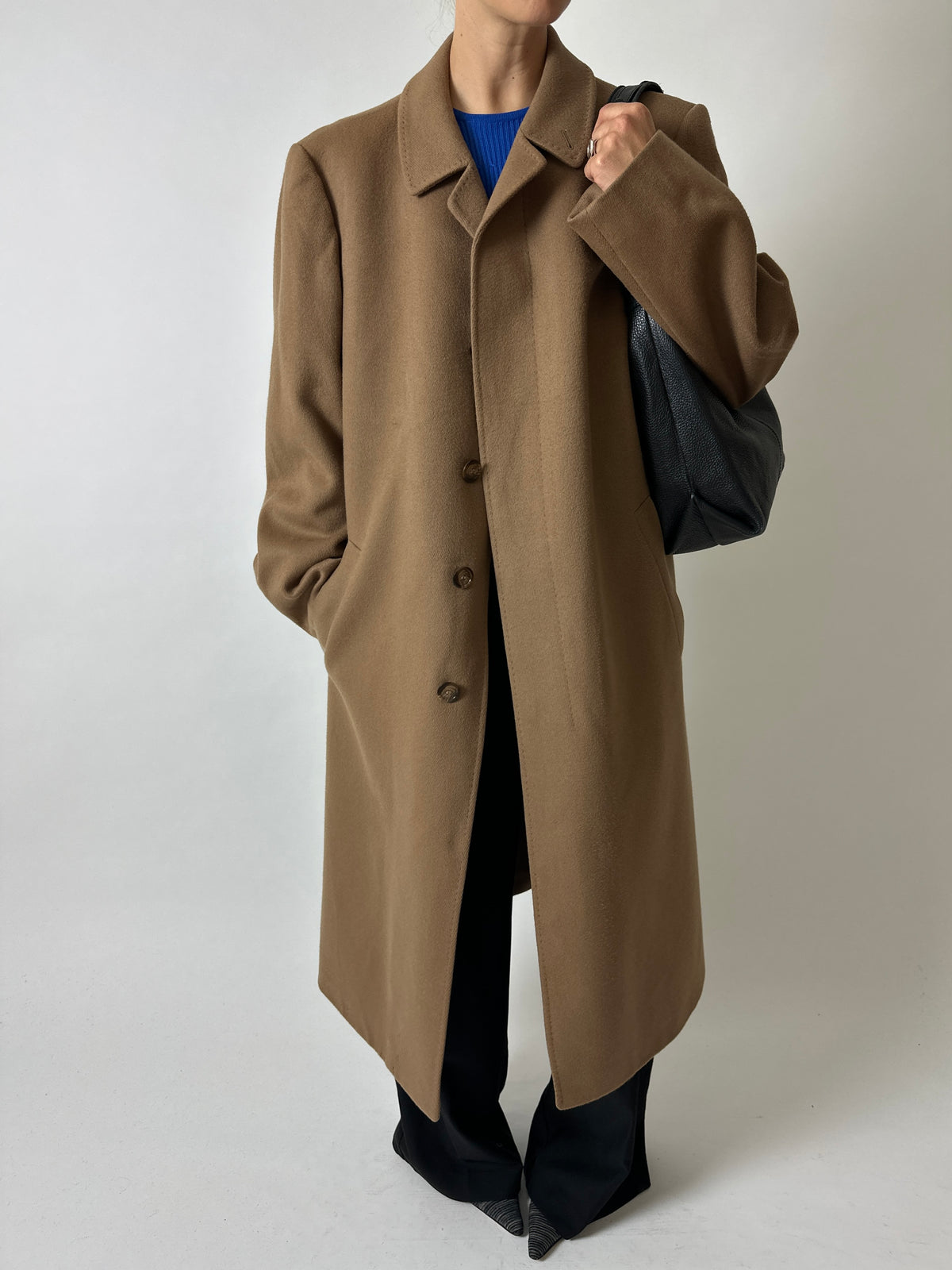 Belted wool coat | Camel brown
