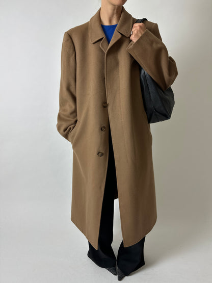 Belted wool coat | Camel brown