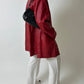 Long leather coat | Bright red