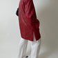 Long leather coat | Bright red