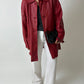 Long leather coat | Bright red